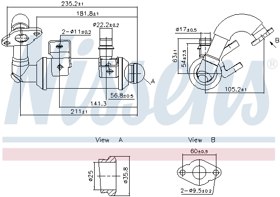 Cooler, exhaust gas recirculation