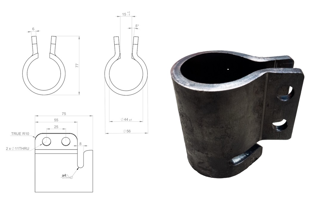 Mudguard bracket 44mm weldable 2-holes