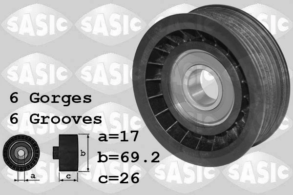 Deflection/Guide Pulley, V-ribbed belt