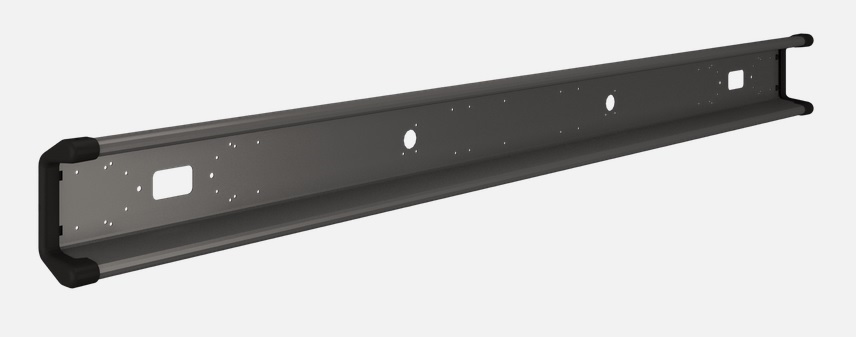 Bumper  2400x228x106x2 mm , steel  grey , with plastic heads