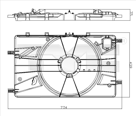 Support, radiator fan
