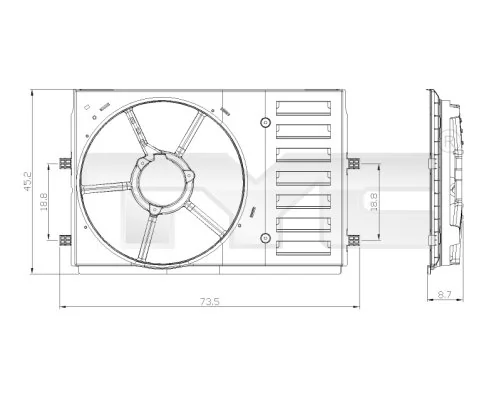 Support, radiator fan