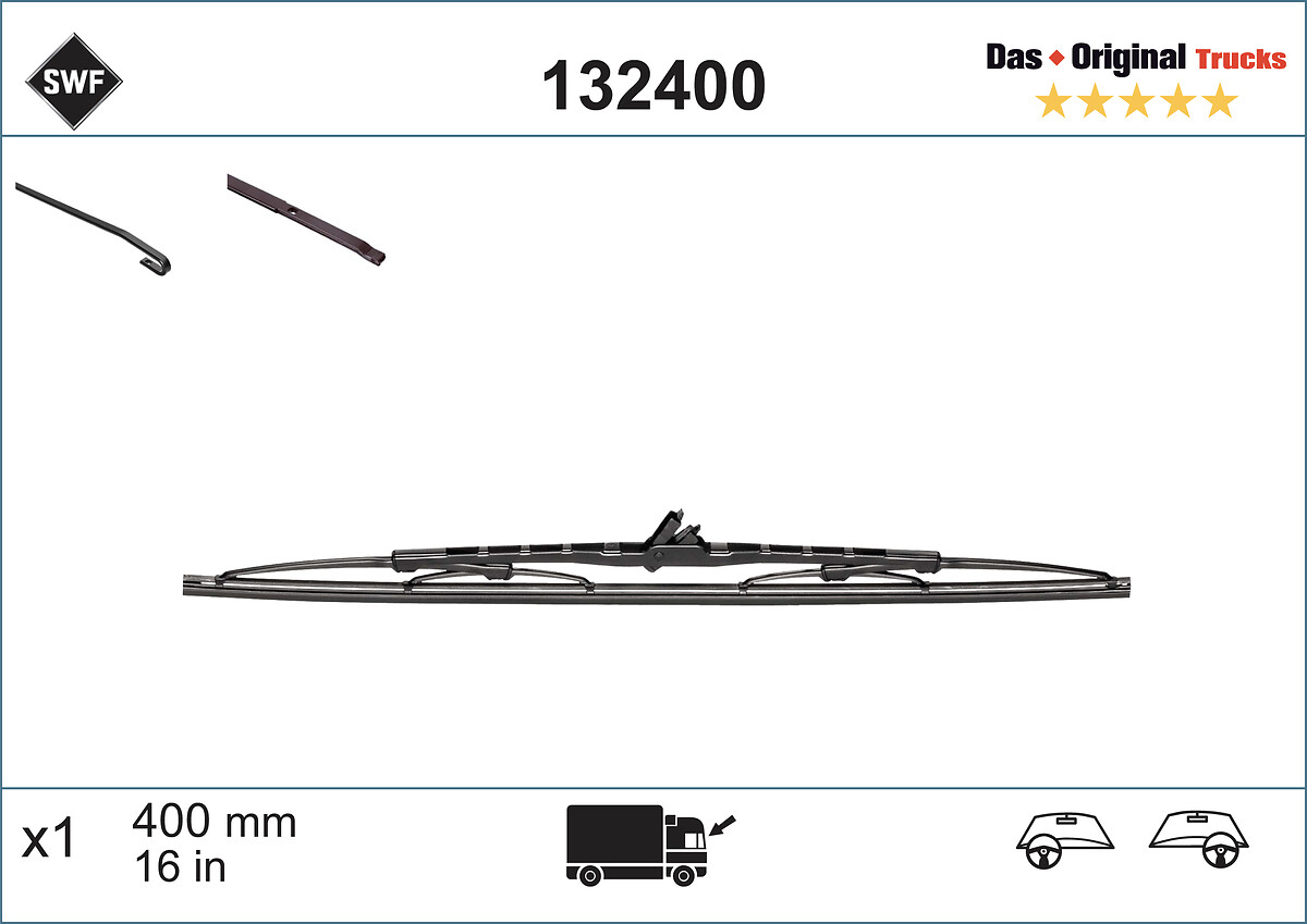 Wiper blade 400mm Adaptor: T2 SWF Adapter enclosed: H+R